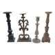 4 wooden candle holders