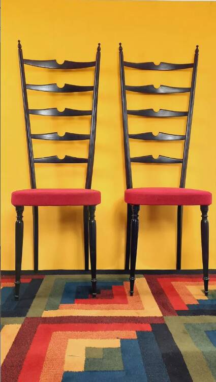 Pair of chiavarine chairs 40/50s high backrest