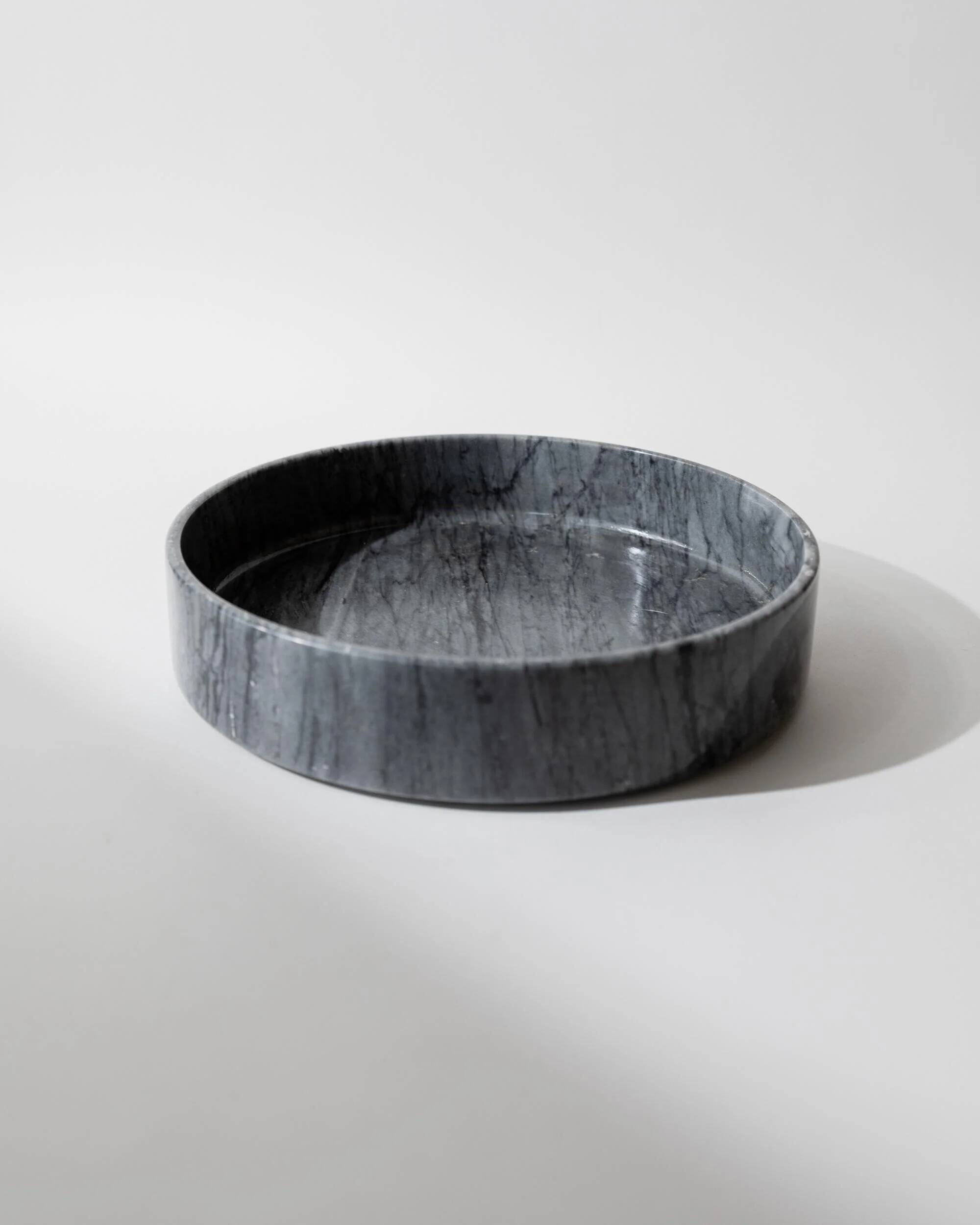 Large vintage marble bowl from the 1970s, dark grey.