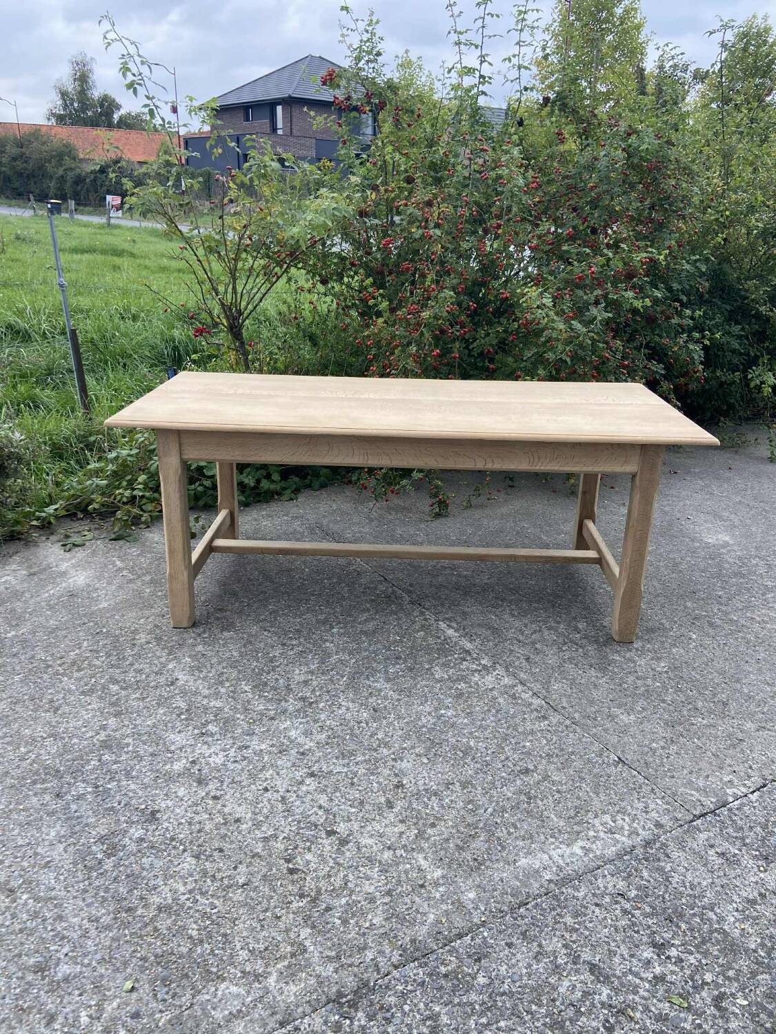 Raw wood dining table