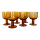 Set of 6 vintage stemmed glasses in smoked bubble glass – Amber glasses ann