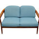 1960s 2-seater sofa in cherrywood middle blue, Wilhelm Knoll