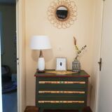 Vintage chest of drawers from the 70s with floral pattern