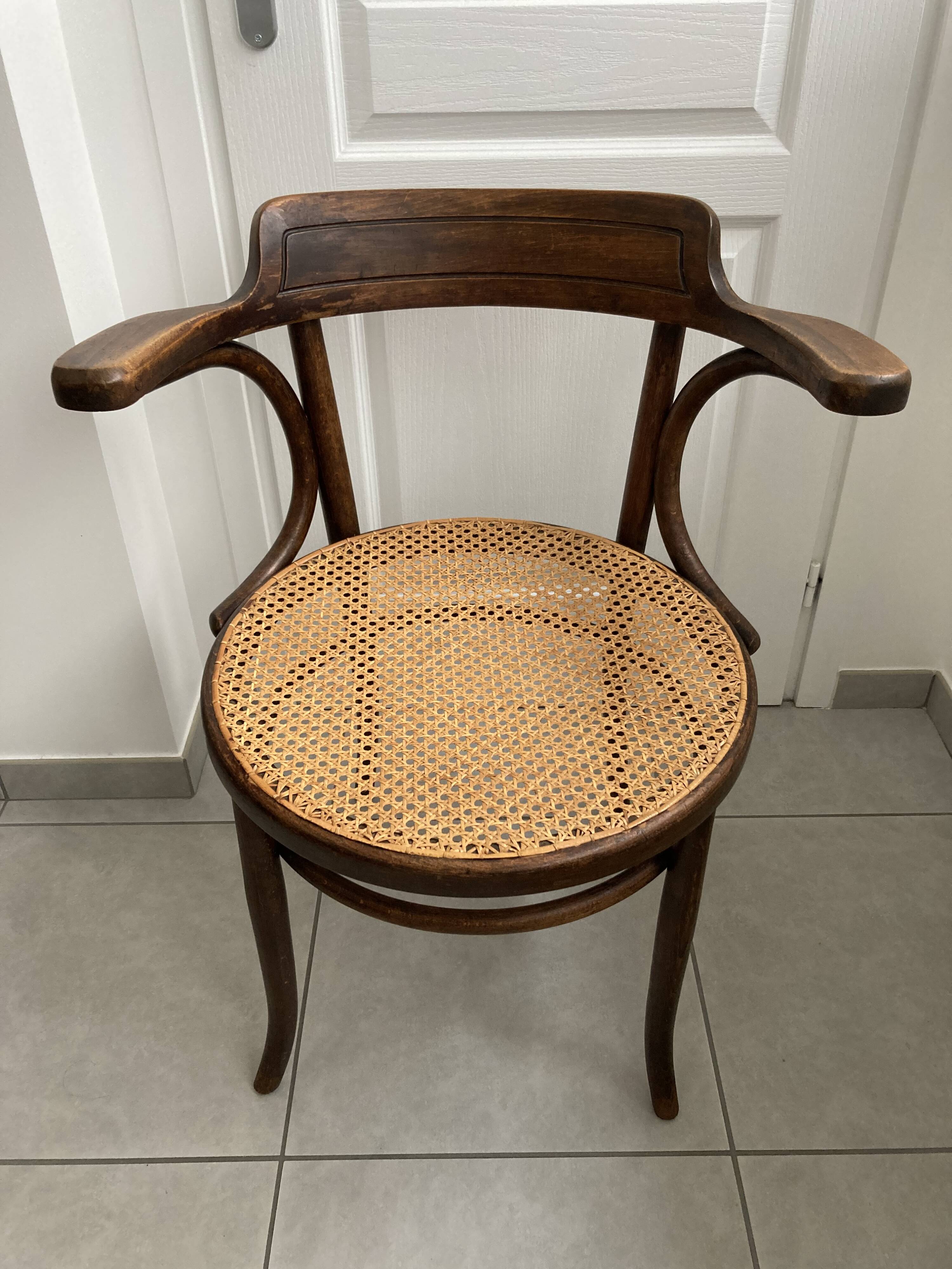 armchair signed Fischel wood turned early 20th century