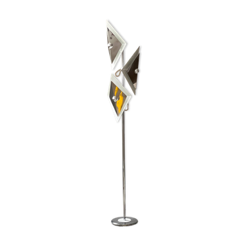 Mid-Century Decorative Floor Lamp in Chromed Metal with Diamond Shaped Shades
