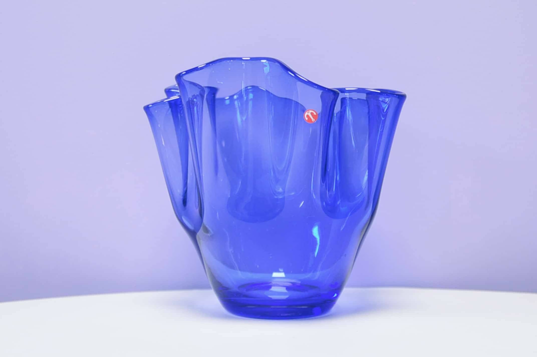 Vintage blue organic glass vase