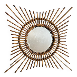 miroir soleil en rotin,