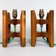 Pair of Antique Japanese Wooden Itomaki Silk Spool Table Lamps