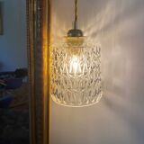 Walking lamp with vintage transparent glass globe