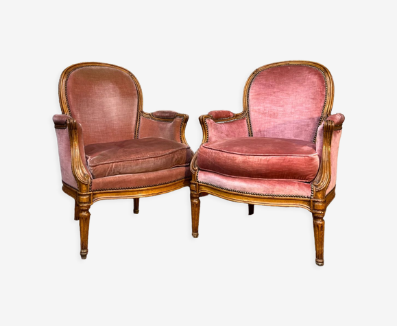 Paire de bergères en cabriolet de style transition XIX eme siècle