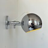 Pair of vintage chrome wall lights, adjustable, France 1960