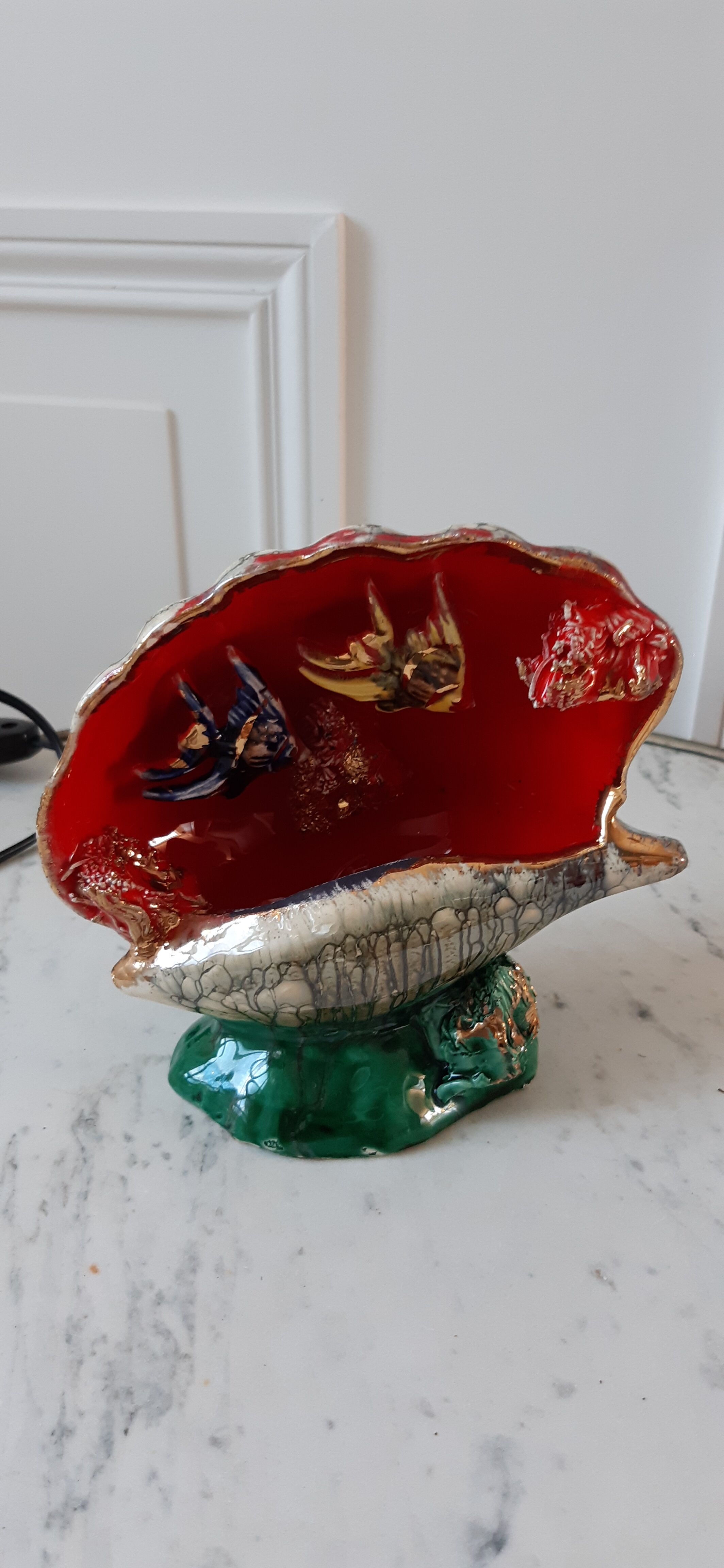Vallauris ceramic shell lamp 70s
