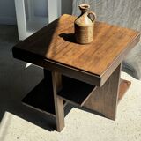 Table d'appoint carrée piètement quadripode à entretoise de style moderniste