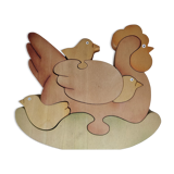 Hen chicks antique wooden puzzle to pose decorative