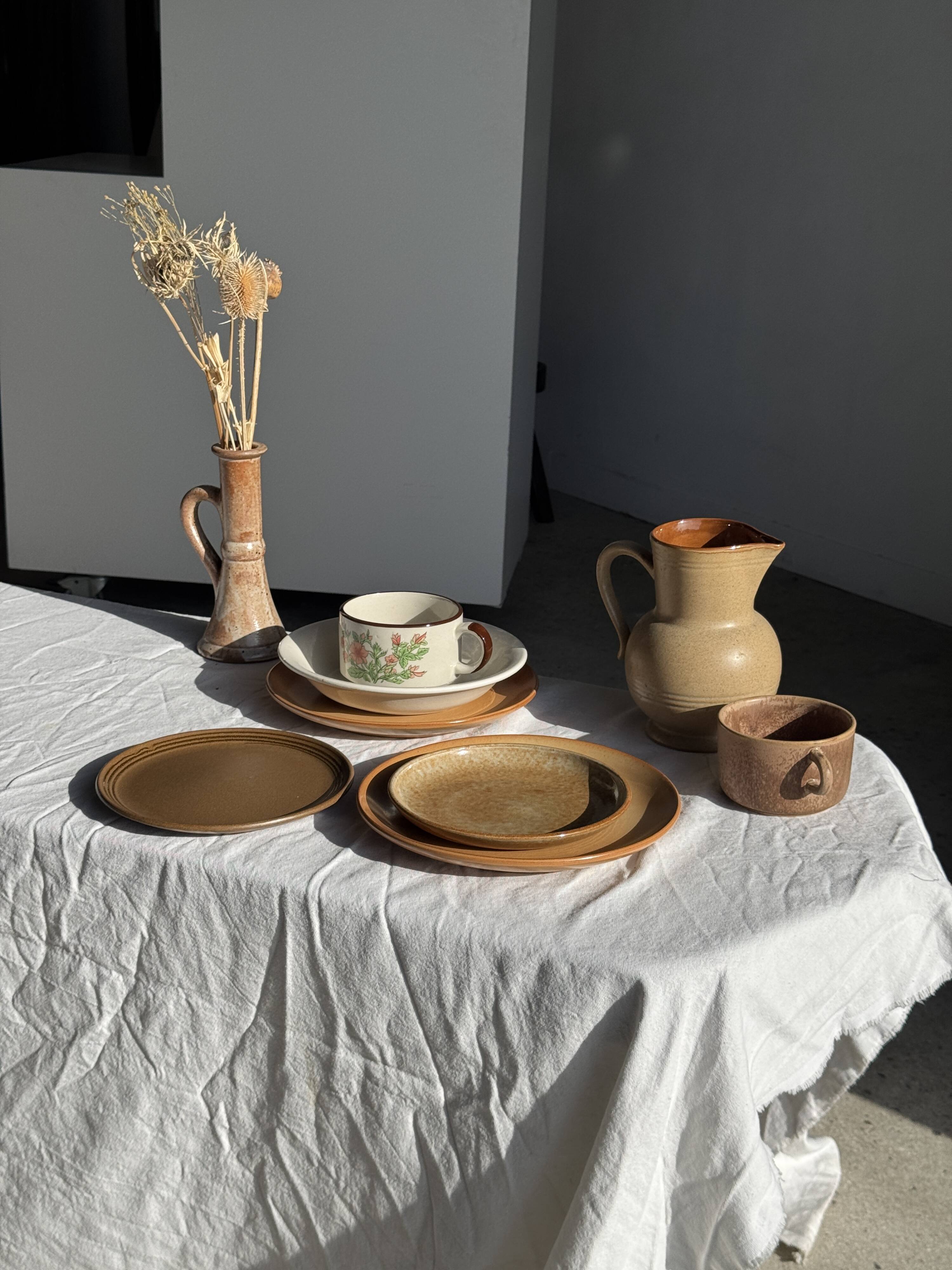 Vintage stoneware round carafe