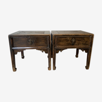 Pair of Chinese bedside tables