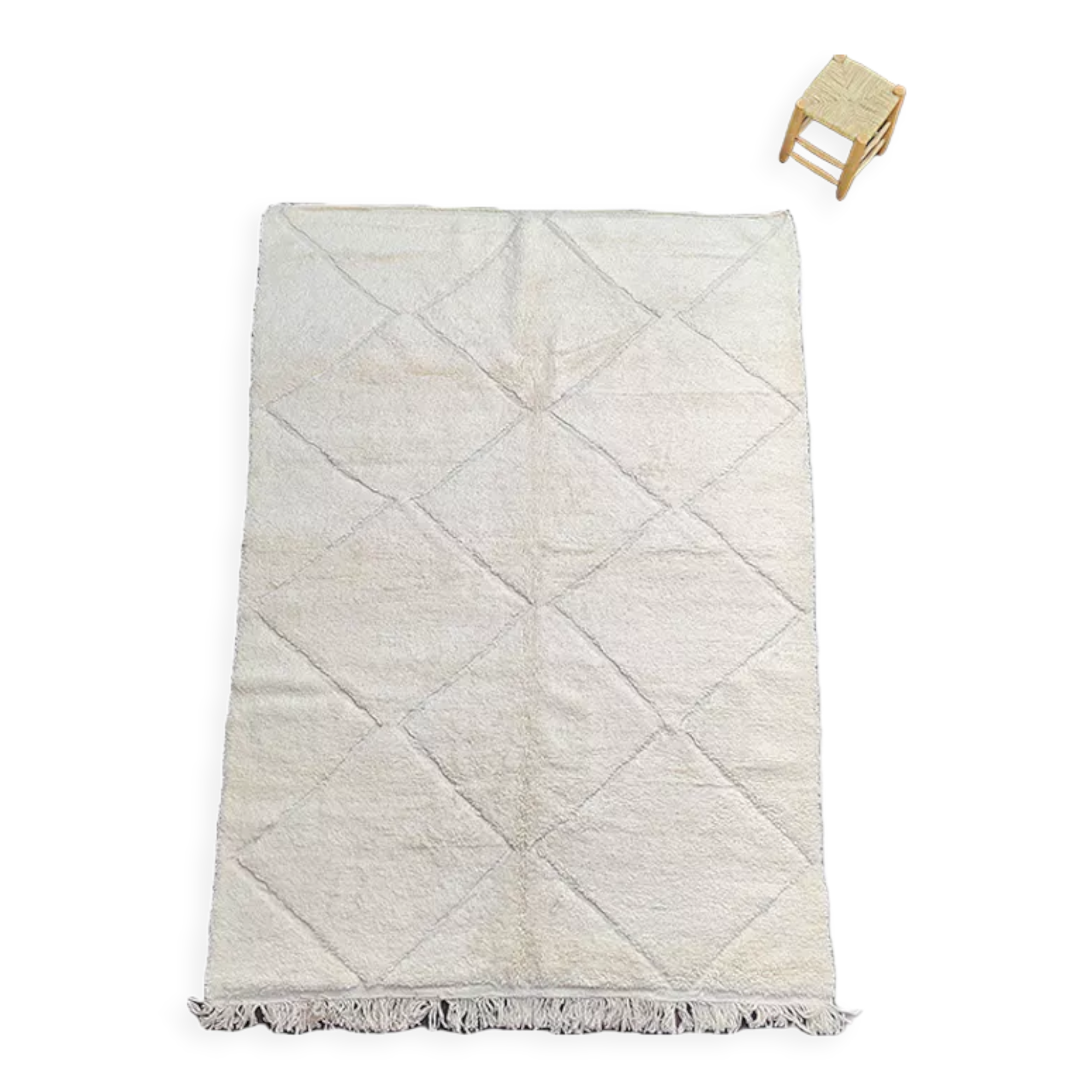 Large Berber carpet Béni Ouarain White