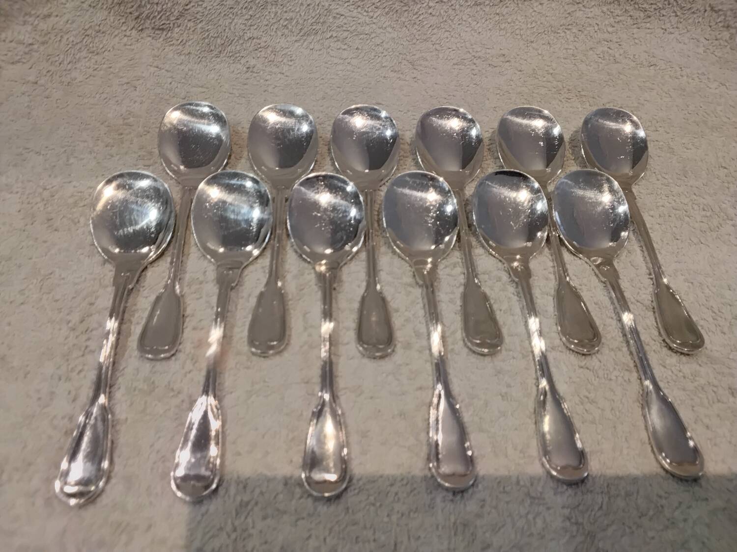 12 silver-plated metal ice scoops by silversmith Ravinet Denfert with nets