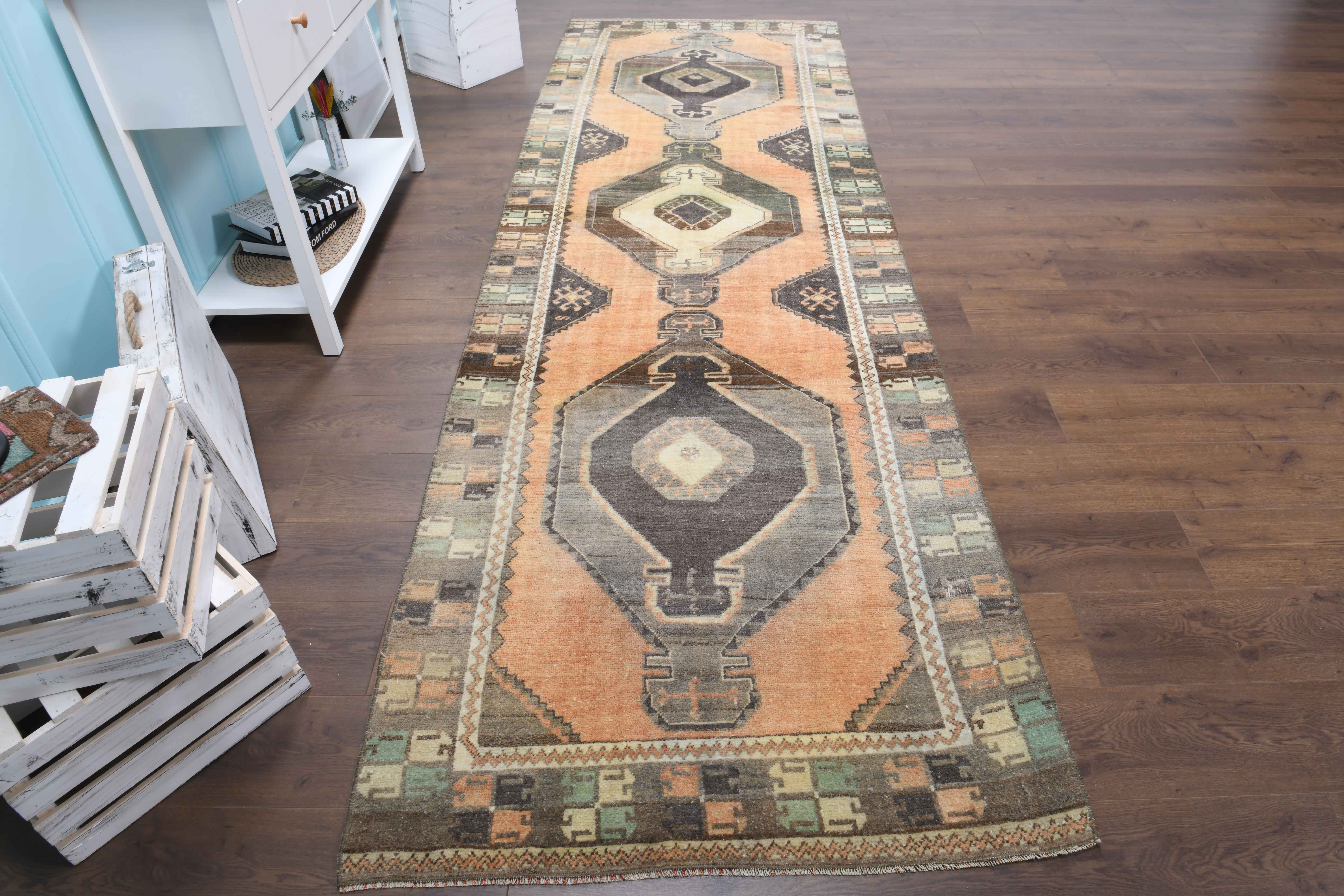 1980s anatolian vintage runner rug 112x358 cm