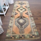 1980s anatolian vintage runner rug 112x358 cm