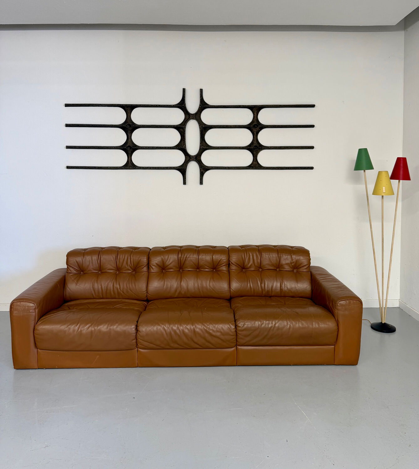 Vintage 1970s De Sede DS-40 camel leather 3-seater sofa.