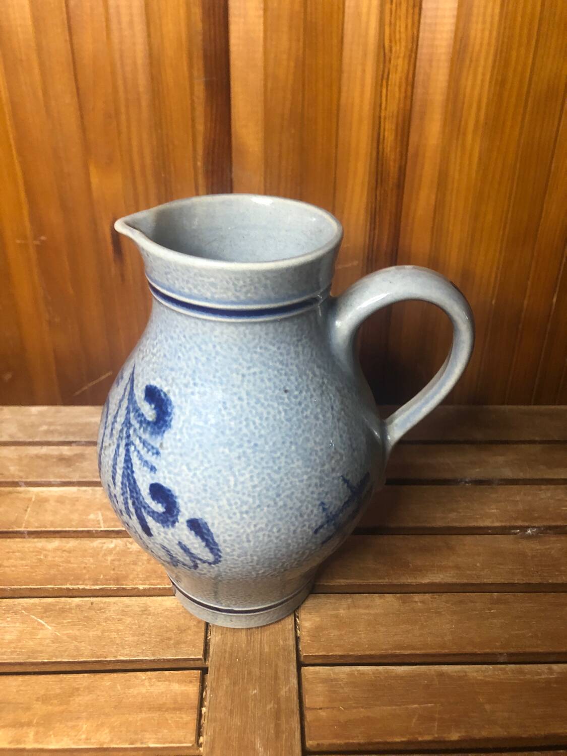 Old Blue Ceramic Pitcher Vintage Blue Decor