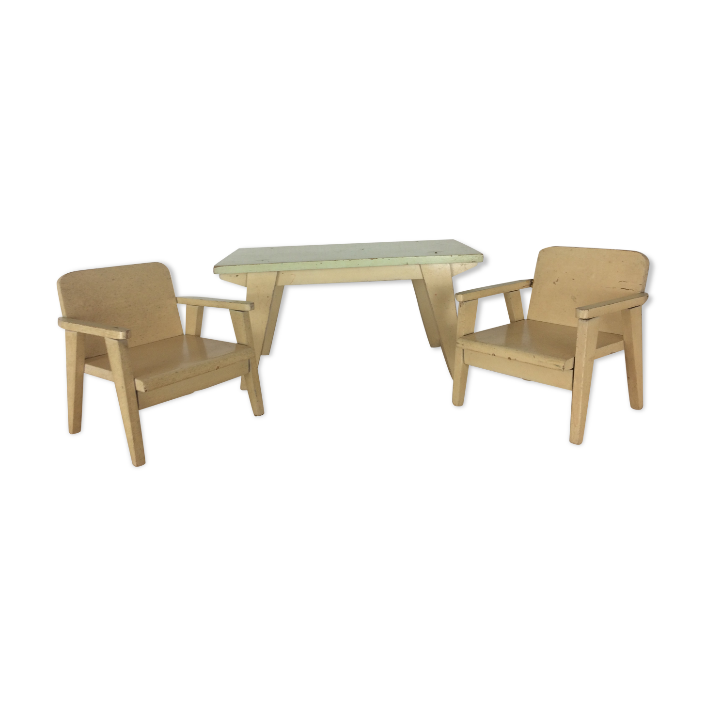 Wooden table and chairs for dolls, child's toy