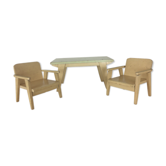 Wooden table and chairs for dolls, child's toy