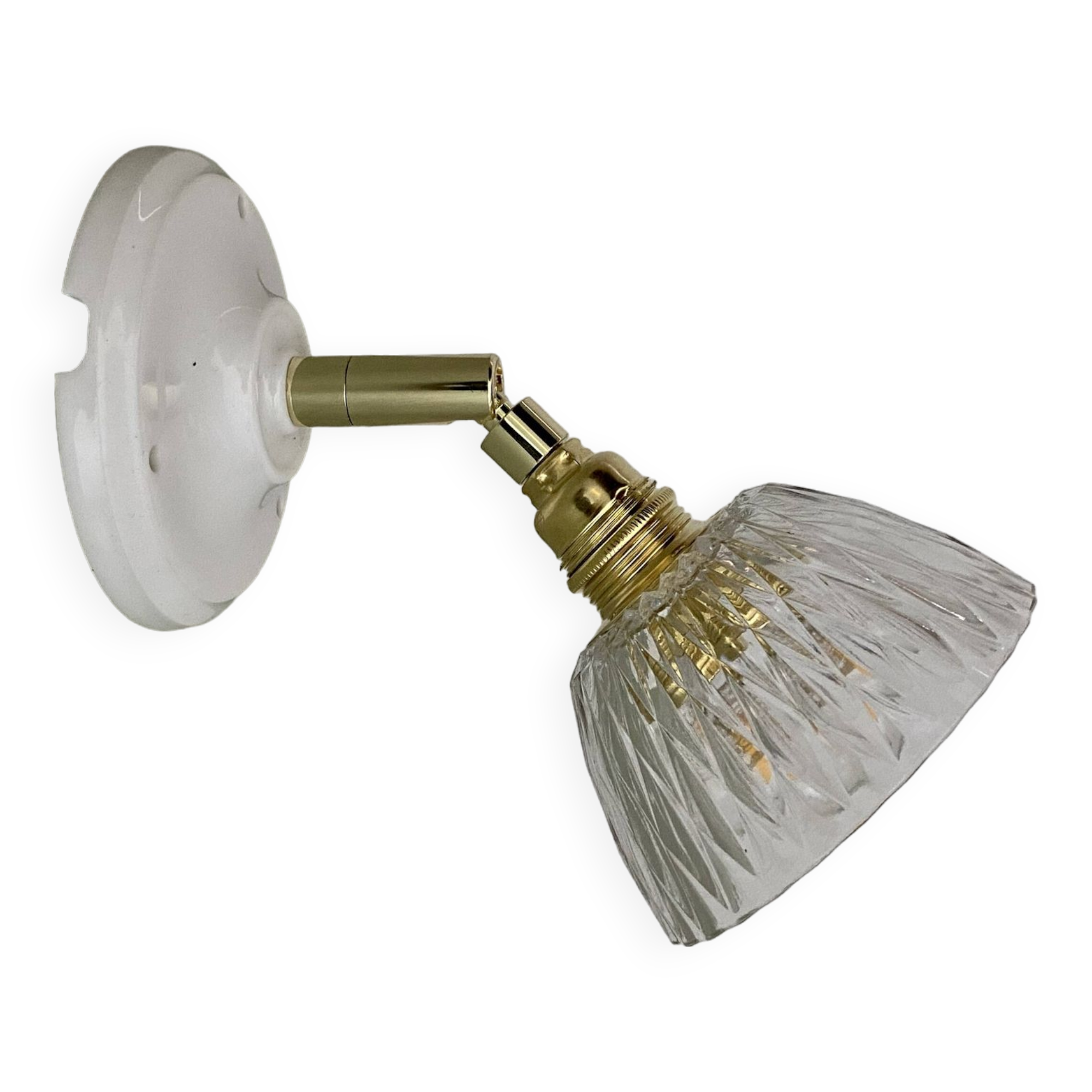 Vintage chiseled glass lampshade wall light - tableware collection -