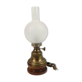 Virginia Beach wooden lamp, brass and glass lampshade