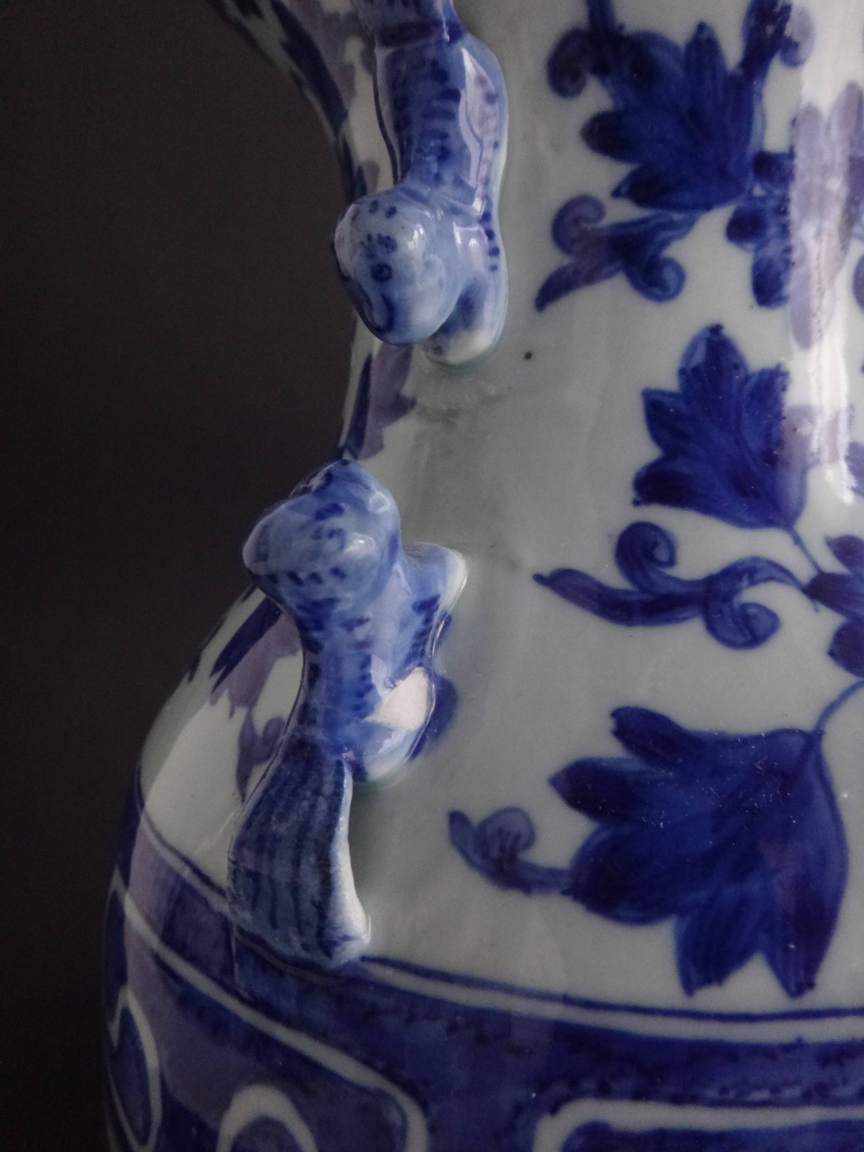 Vase balustre chinois blanc bleu