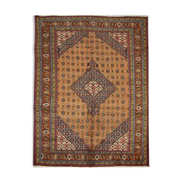 Vintage persian living room rug handwoven red wool ardebil carpet area rug- 197x292cm