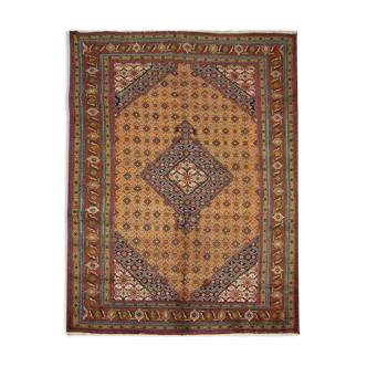 Vintage persian living room rug handwoven red wool ardebil carpet area rug- 197x292cm
