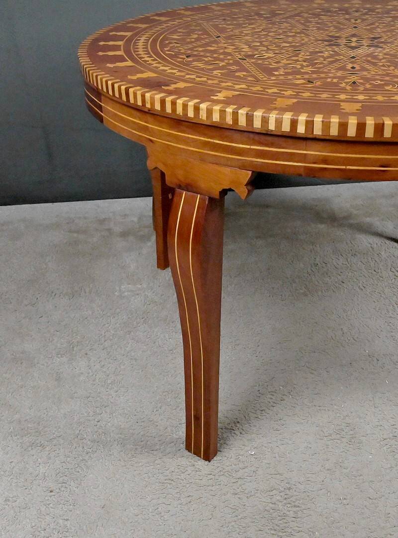 Large Moroccan Tea Table in Marquetry – 20th Century