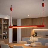 Vintage height adjustable red fluorescent tube lamp (Massive)