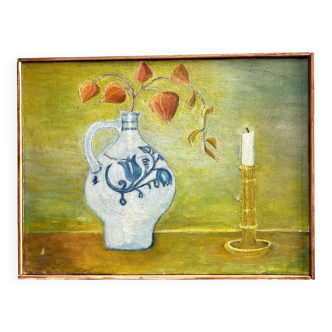 Oil on canvas. Still life. Dutch school. 20th century.