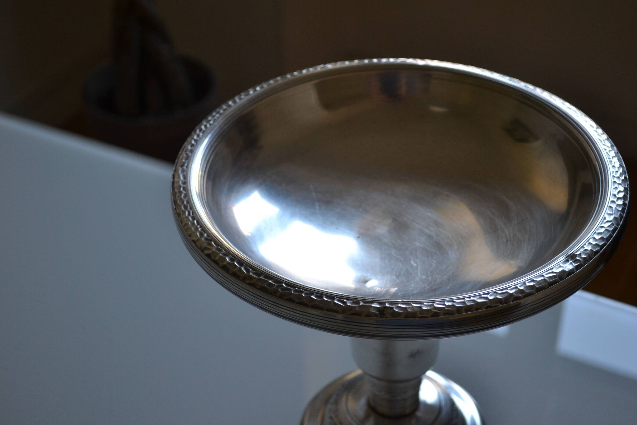 coupe centre de table art déco métal argenté 1930
