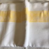 Large yellow and white vintage tablecloth