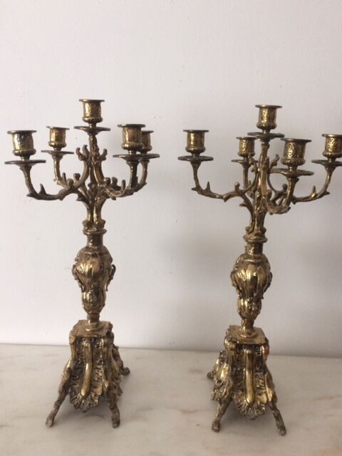 Pair of baroque bronze chandeliers
