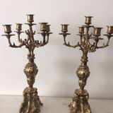 Pair of baroque bronze chandeliers