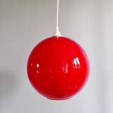 Large vintage pendant lamp in red opaline, 1970s