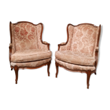 Pair of Louis XV style wing chairs