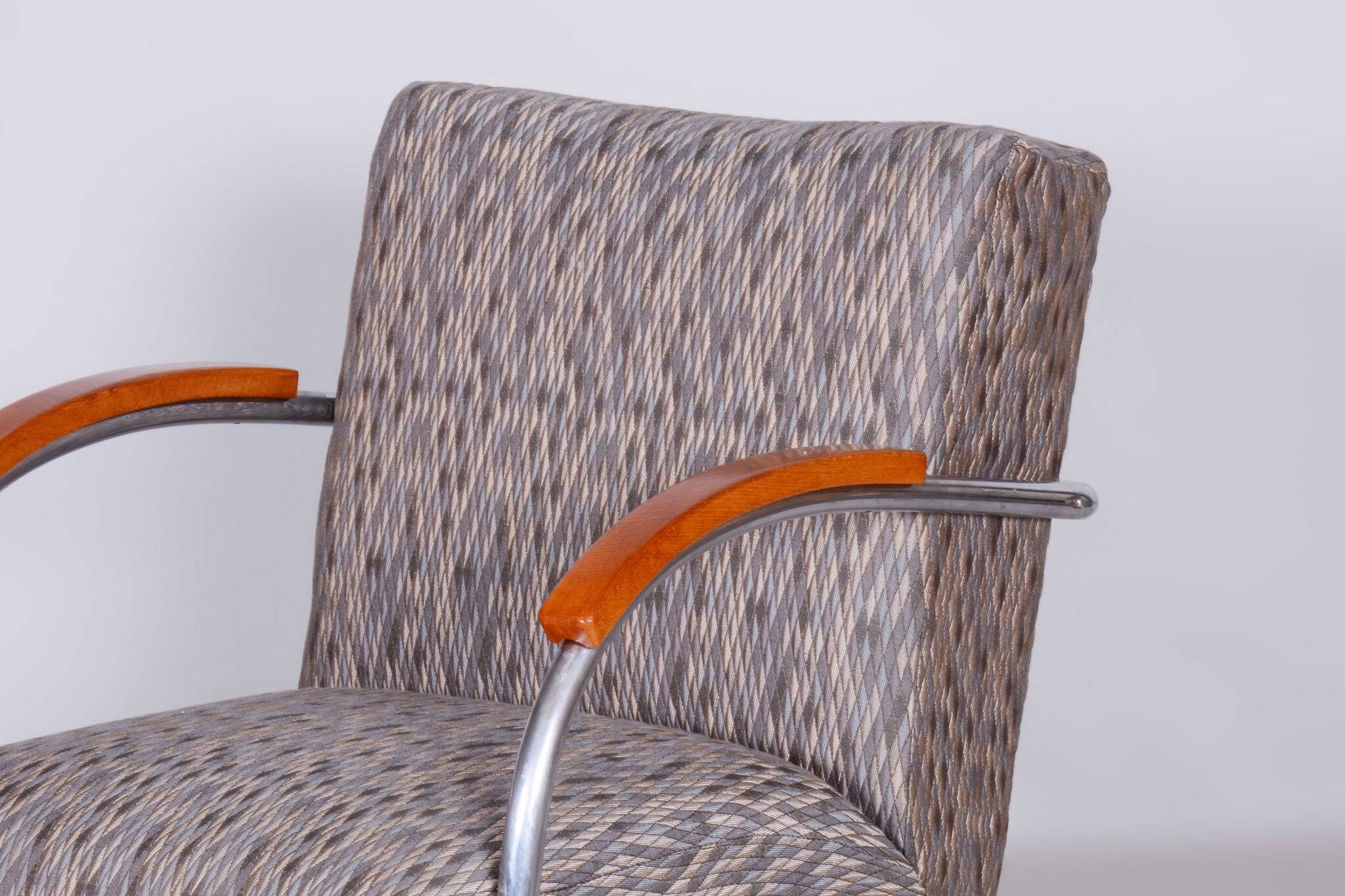 Restored Bauhaus Armchair, by Mücke-Melder, Original Upholstery, Czech, 1930s
