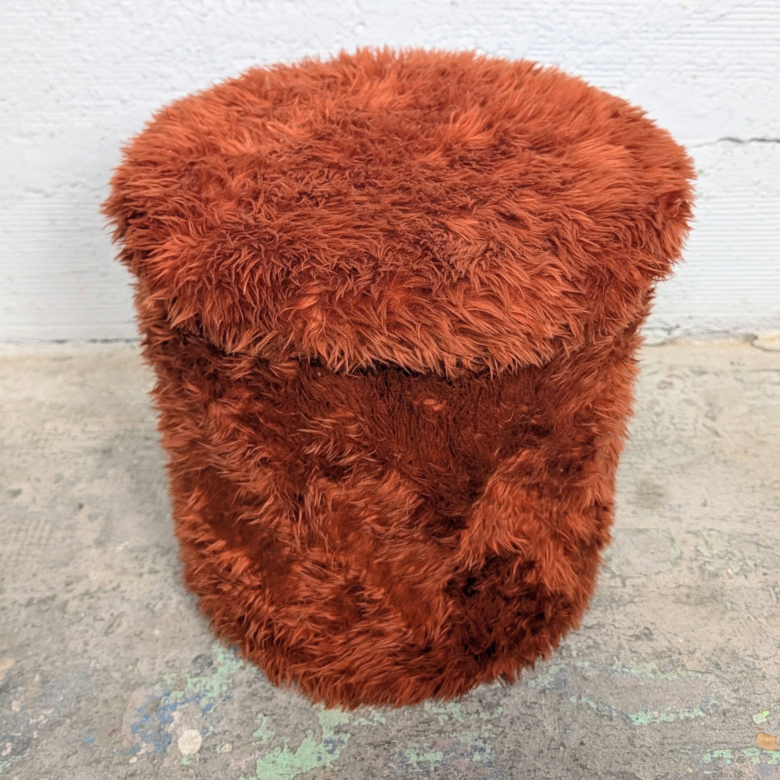 Vintage fluffy storage pouffe