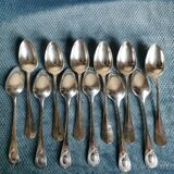 Twelve small Christofle spoons in silver metal model with medallion and monogram B C