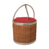 Vintage rattan ice bucket by Kraftware N.Y.C.
