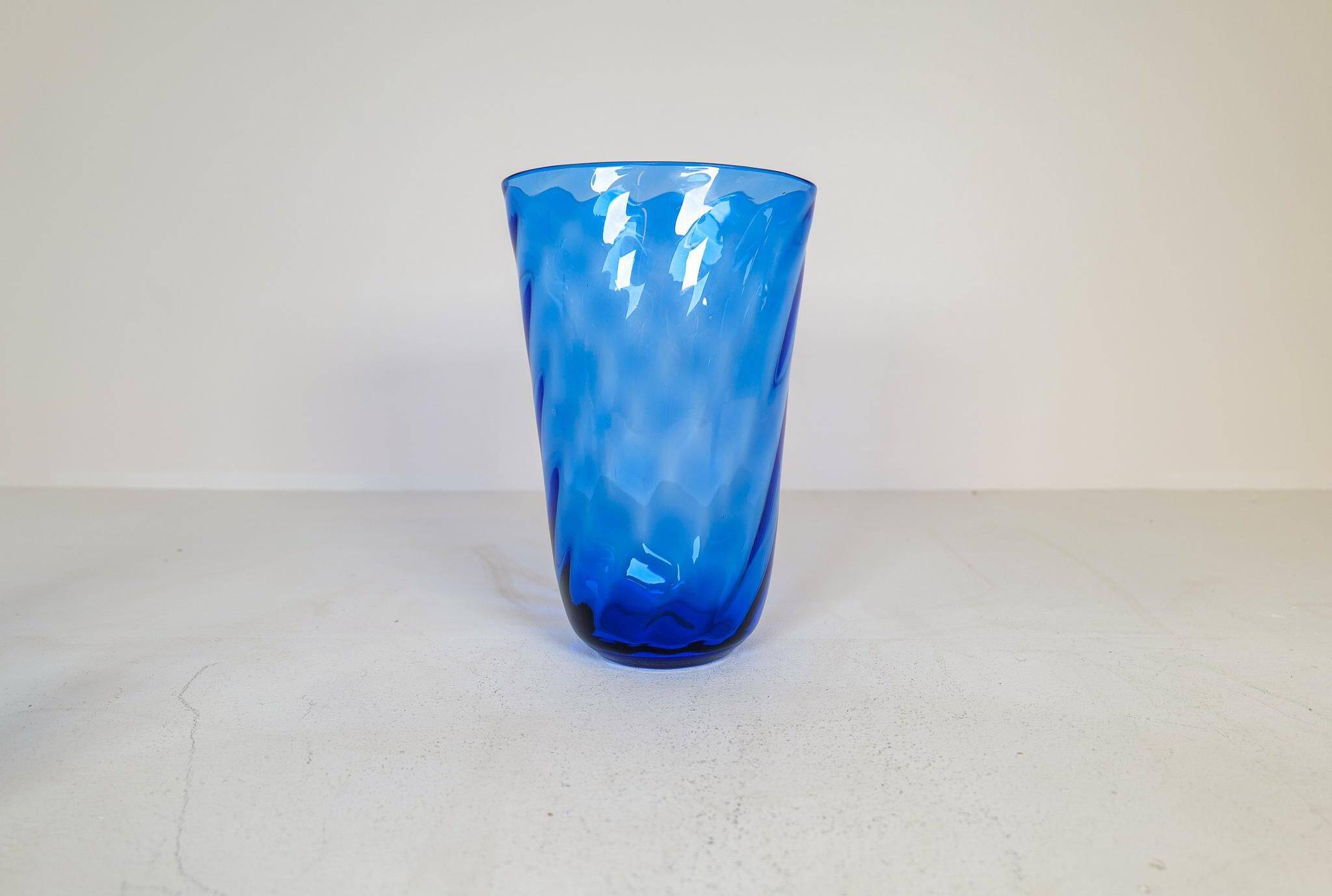Art Deco Set of 6 Sculpted Glass Vases Handmade Reijmyre, Sweden, 1930s