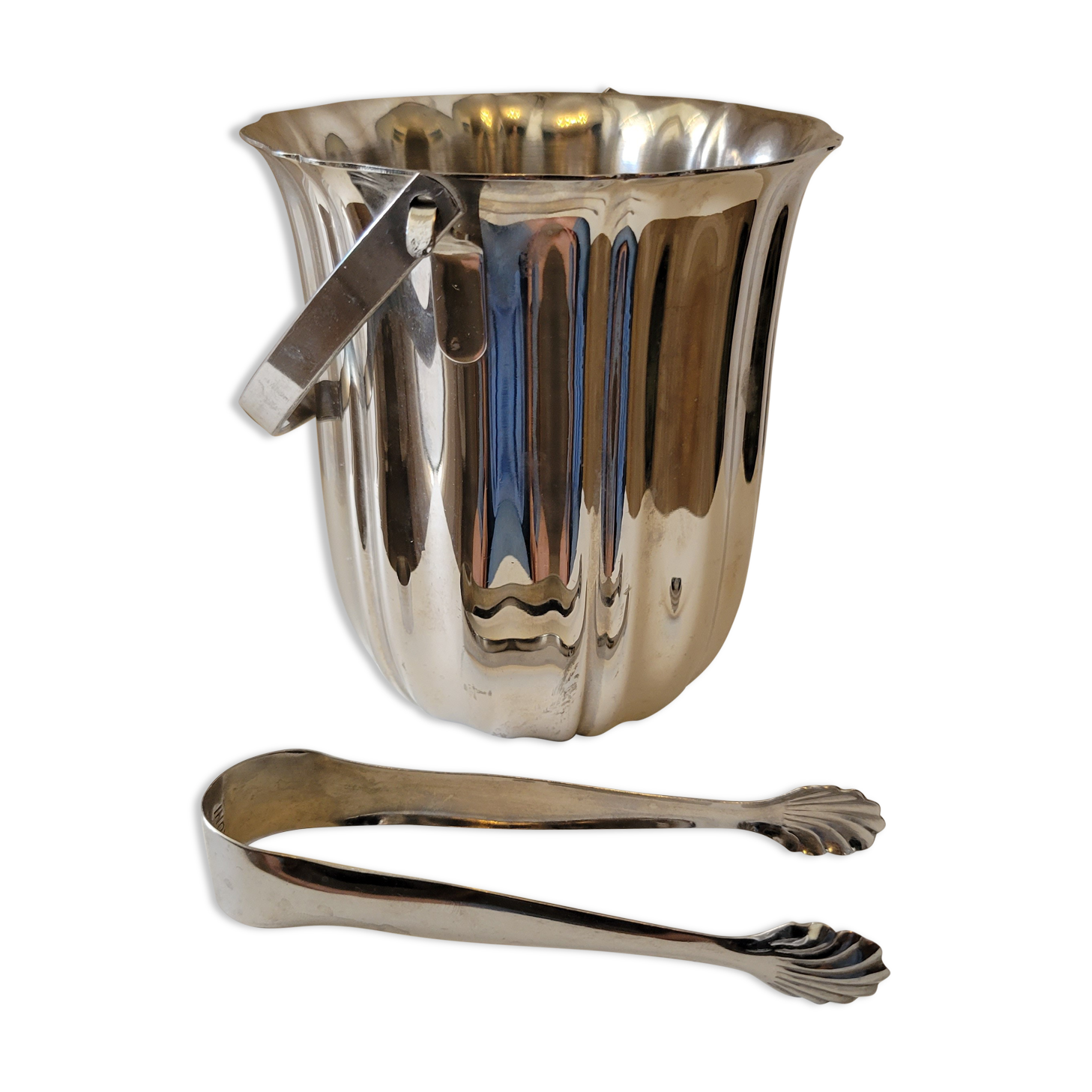 Vintage ice bucket & stainless steel pliers