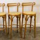 Set of 4 vintage Italian bentwood & cane bar stools, 1970s