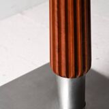 Mahogany bar table with steel base and carved stem